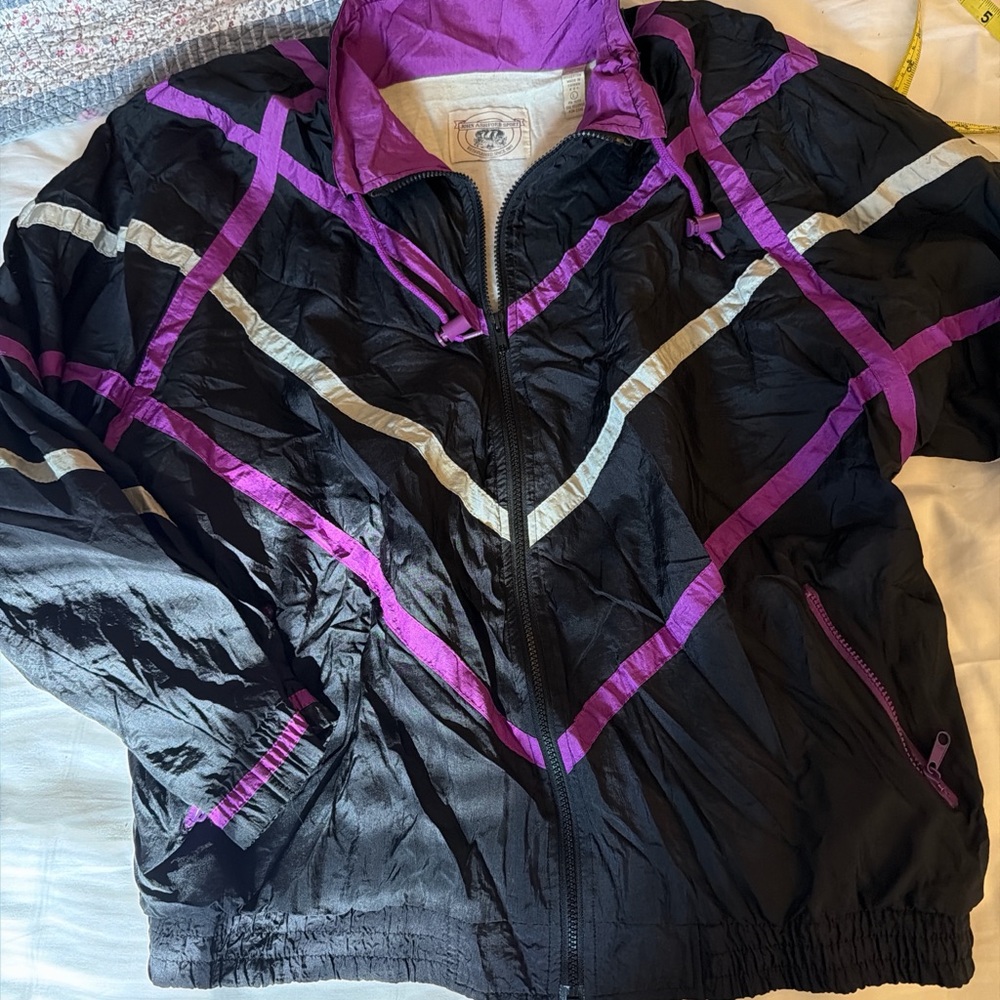 Vintage Black and Purple Women's windbreaker